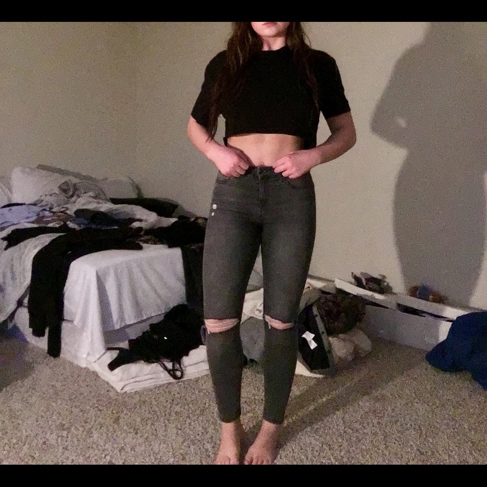 Topshop gray skinny jeans